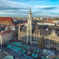 Aerial view of Marienplatz Christmas market